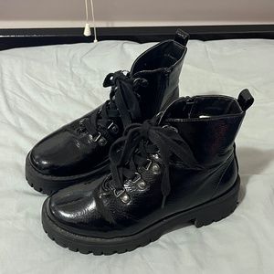 Shiny black boots